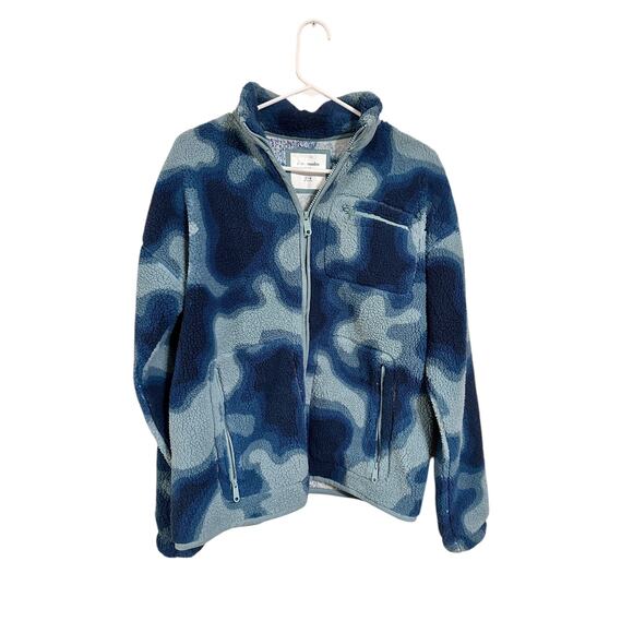 Abercrombie Kids Blue Tie Dye Sherpa Zip Up Jacket Size 17/18 - Picture 1 of 6